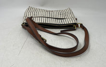 Load image into Gallery viewer, Fossil Womens Fionia Black White Brown Polka Dot Adjustable Strap Crossbody Bag
