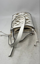 Load image into Gallery viewer, BCBGeneration Womens White Faux Leather Shoulder Strap Hammock Cutout Bucket Bag
