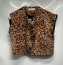 Load image into Gallery viewer, Zara Womens Brown Leopard Print Sleeveless Button Front Vest Size Small
