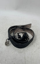 Load image into Gallery viewer, Michael Kors Womens Silver Black Leather Charm Adjustable Reversible Belt
