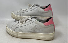 Load image into Gallery viewer, P448 Womens Thea White Pink Round Toe Low Top Lace-Up Sneakers Shoes Size 37
