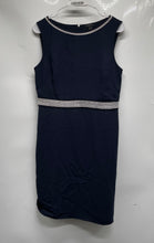 Load image into Gallery viewer, Ann Taylor Womens Blue Sleeveless Boat Neck Embroidered Sheath Dress Size 6P
