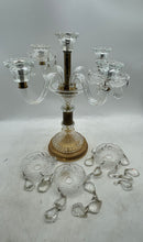 Load image into Gallery viewer, Home Decor Collectible Crystal Clear Gold-Tone Engraved Candelabra
