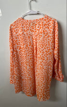 Load image into Gallery viewer, JM Collection Womens Orange Cheetah Print Roll Tab Sleeve Blouse Top Size L
