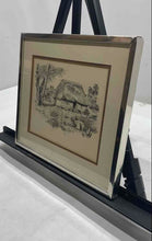 Load image into Gallery viewer, Vintage Framed Ink Drawing Signed Artwork Depicting A Rural Village Scene
