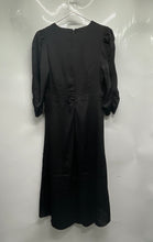Load image into Gallery viewer, Express Womens Black Ruched 3/4 Sleeve V-Neck Back Zip Sheath Dress Size M
