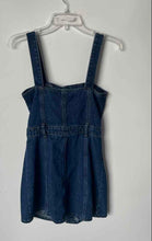 Load image into Gallery viewer, Forever 21 Womens Blue Denim Button Front Wide Strap Mini Dress Size Small
