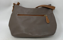 Load image into Gallery viewer, Stone &amp; Co Womens Brown Dark Gray Pebbled Leather Adjustable Strap Crossbody Bag
