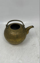 Load image into Gallery viewer, Vintage Embossed Etched Floral Design Indian Solid Brass Water Teapot
