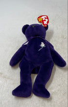 Load image into Gallery viewer, Ty Purple Beanie Baby Princess Diana Bear Black Button Eyes Plush Toys With Tags
