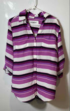 Load image into Gallery viewer, New York &amp; Company Womens Multicolor Striped Print Button-Up Shirt Size L
