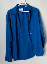 Load image into Gallery viewer, Calvin Klein Mens Blue Slim Fit Stretch Long Sleeve Dress Shirt Size 15 1/2
