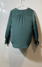 Load image into Gallery viewer, T Tahari Womens Green Balloon Sleeve V-Neck Button Front Blouse Top Sz M W/Tags
