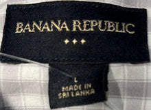Load image into Gallery viewer, Banana Republic Mens White Gray Printed Cotton Short Sleeve Button-Up Shirt Sz L
