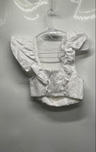 Load image into Gallery viewer, Zara Womens White Short Flutter Sleeve Sweetheart Neck Cropped Blouse Top Size M
