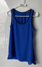 Load image into Gallery viewer, Express Womens Blue Black Round Neck Sleeveless Blouse Top Size Small
