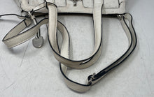 Load image into Gallery viewer, London Fog Womens White Ostrich Embossed Charm Bottom Studs Satchel Handbag
