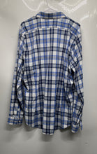 Load image into Gallery viewer, Express Mens Blue Plaid Button Down Collar Long Sleeve Dress Shirt Size XL
