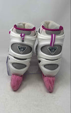 Load image into Gallery viewer, Lake Placid Kids White Pink Adjustable Buckle Ankle Inline Ice Skates Size 4
