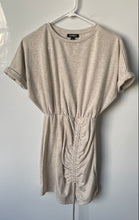 Load image into Gallery viewer, Express Womens Beige Short Sleeve Crew Neck Cinched Tie T-Shirt Dress XXS Petite
