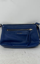 Load image into Gallery viewer, Cole Haan Womens Blue Pebbled Leather Adjustable Strap Zip Top Crossbody Bag
