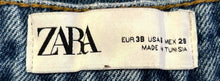 Load image into Gallery viewer, Zara Womens Blue Denim Medium Wash High-Rise Slash Pockets Mom Jeans Size 6
