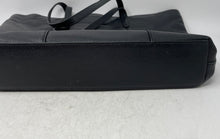 Load image into Gallery viewer, Thacker Womens Black Pebbled Leather Double Handles Pockets Tasseled Tote Bag
