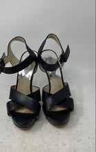Load image into Gallery viewer, Michael Kors Womens Oksana Black Leather Ankle Strap Platform Sandals Size 7.5M

