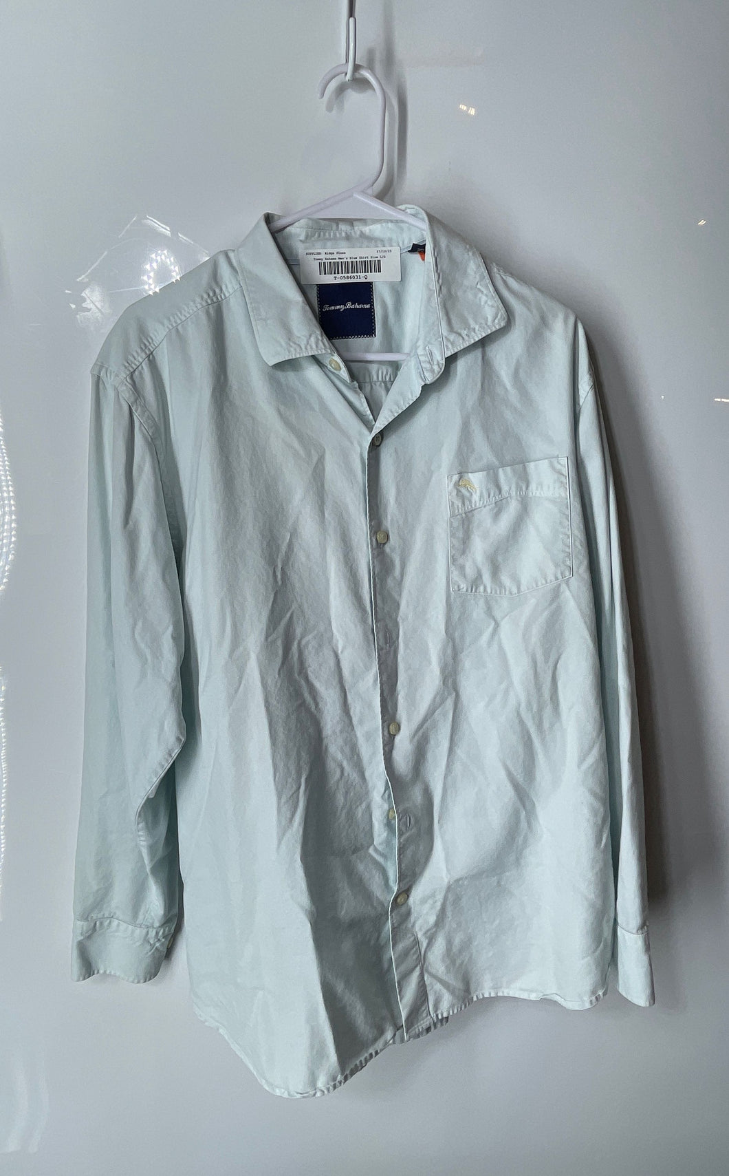 Tommy Bahama Mens Blue Cotton Silk Long Sleeve Button-Up Shirt Size Large
