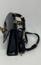 Load image into Gallery viewer, Steve Madden Womens Black Croc-Embossed Inner Pockets Turn Lock Crossbody Purse
