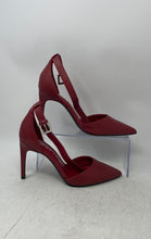 Load image into Gallery viewer, Calvin Klein Womens Red Leather Pointed Toe Stiletto Ankle Strap Heels Size 8M
