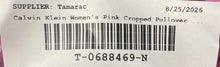 Load image into Gallery viewer, Calvin Klein Womens Pink Logo Drawstring Raw Hem Cropped Pullover Hoodie Size XL
