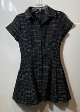 Load image into Gallery viewer, Zara Womens Black White Windowpane Plaid Tweed Pleated Hem Mini Dress Size Small
