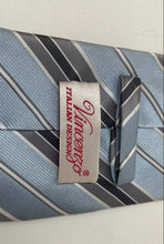 Load image into Gallery viewer, Vincenzo Mens Multicolor Striped Print Keeper Loop Adjustable Pointed Tie
