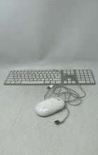 Load image into Gallery viewer, Apple A1243 Silver White USB Wired Slim Keyboard With Mouse No Tested
