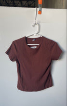 Load image into Gallery viewer, Old Navy Womens Brown Ribbed Crew Neck Short Sleeve Pullover Blouse Top Size S
