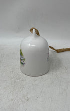 Load image into Gallery viewer, White Green Dragonfly Watercolor Decorative Ceramic Bell With Jute Hanging Loop
