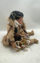 Load image into Gallery viewer, Black Hair Brown Eyes Collectible Native American Porcelain Girl Doll
