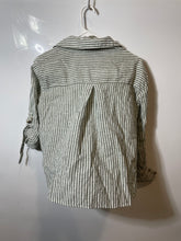 Load image into Gallery viewer, Zara Womens Green White Striped Twist-Front Cropped Blouse Top Size Small
