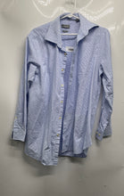 Load image into Gallery viewer, Michael Kors Mens Light Blue Printed Cotton Slim Fit Dress Shirt Size 16
