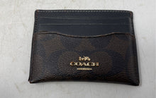 Load image into Gallery viewer, Coach Womens Brown Signature Print Leather Card Holder ID Window Pouch Wallet
