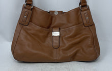 Load image into Gallery viewer, Tignanello Womens Brown Pebbled Leather Double Handle Shoulder Handbag
