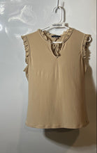 Load image into Gallery viewer, Tommy Hilfiger Womens Beige Ruffle Sleeveless Blouse Top Size Small
