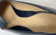 Load image into Gallery viewer, Antonio Melani Womens Black Leather Square Toe Slip-On Pump Heels Size 7 M

