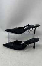 Load image into Gallery viewer, Zara Womens Black Leather Buckle Pointed Toe Slingback Heels Size EUR 41

