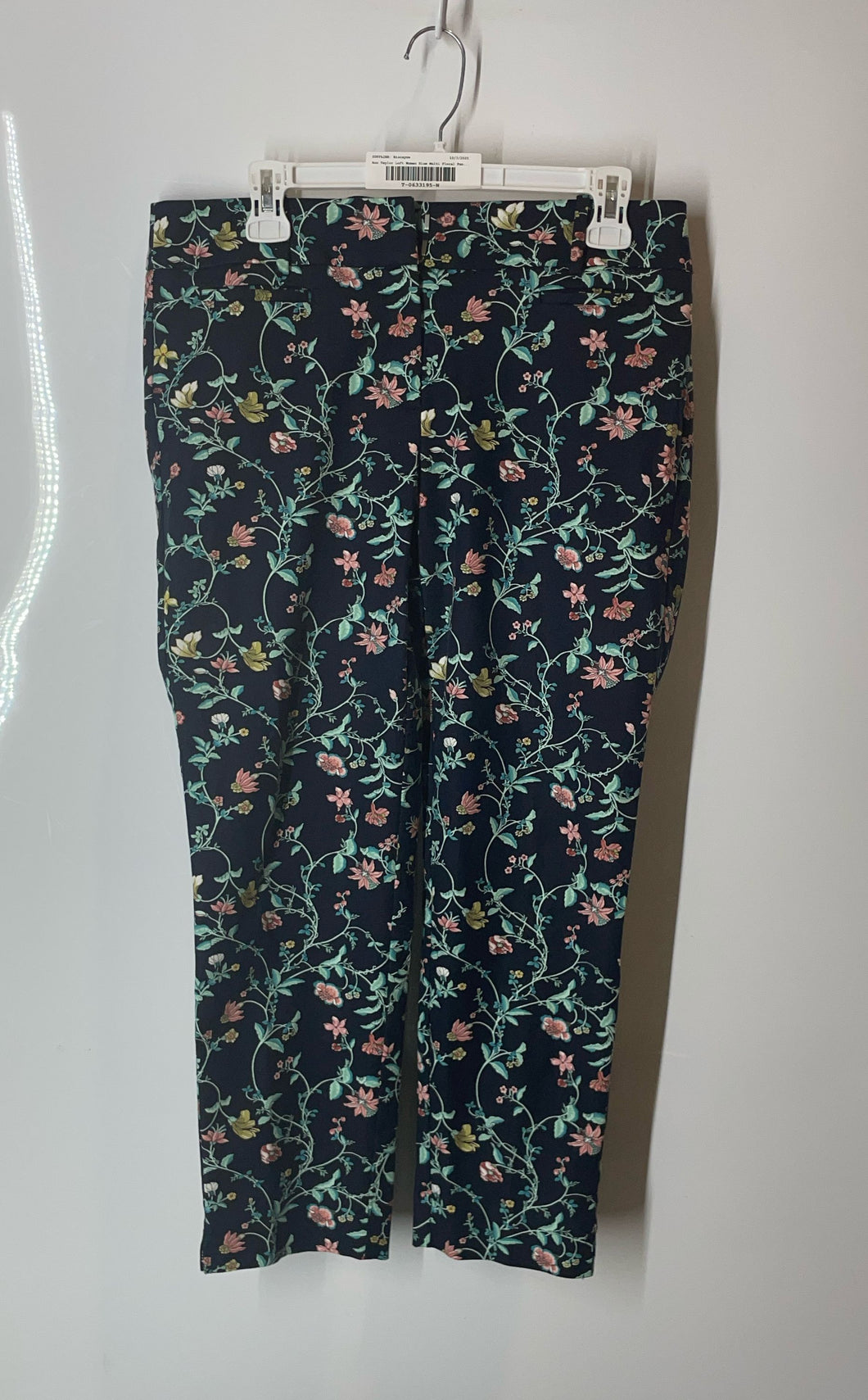 Ann Taylor Loft Womens Blue Multi Floral Marisa Flat Front Ankle Pants Size 6