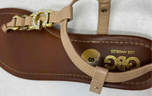 Load image into Gallery viewer, GBG Los Angeles Womens Lexann Brown Rhinestone Ankle Strap Thong Sandals Size 8M
