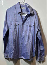 Load image into Gallery viewer, Express Mens Blue Cotton Pockets Collared Long Sleeve Dress Shirt Size L
