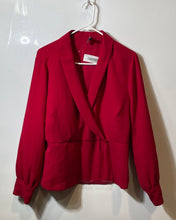 Load image into Gallery viewer, J.Crew Womens Red Shawl Collar Long Sleeve Drapey Pullover Blouse Top Size 16
