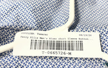 Load image into Gallery viewer, Perry Ellis Mens Blue Printed Lightweight Short Sleeve Button-Up Shirt Size S
